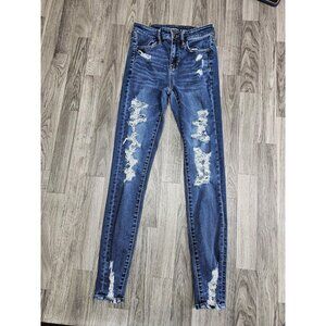 (3/$35) American Eagle Jeans Womens 4 Long Distressed Hi-Rise Jegging Next Level
